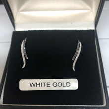 Load image into Gallery viewer, White gold and black and white diamond earrings

