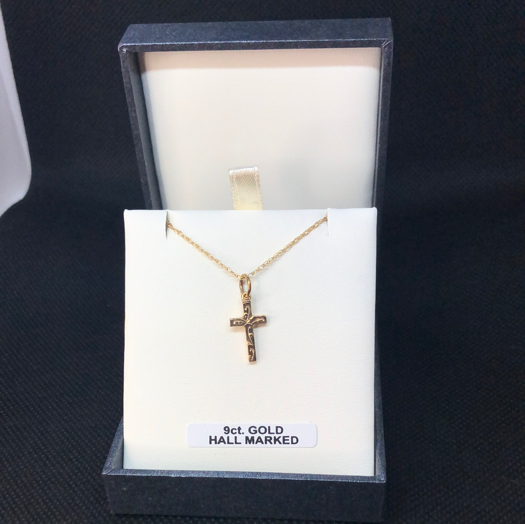 9ct Gold cross pendant and chain