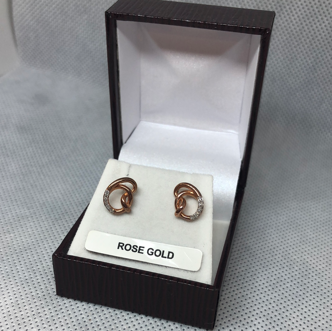 Rose Gold and diamond earrings