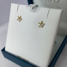 Load image into Gallery viewer, 9ct gold and cubic zirconia star stud earrings
