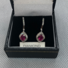 Load image into Gallery viewer, White gold, Ruby and Diamond drop earrings
