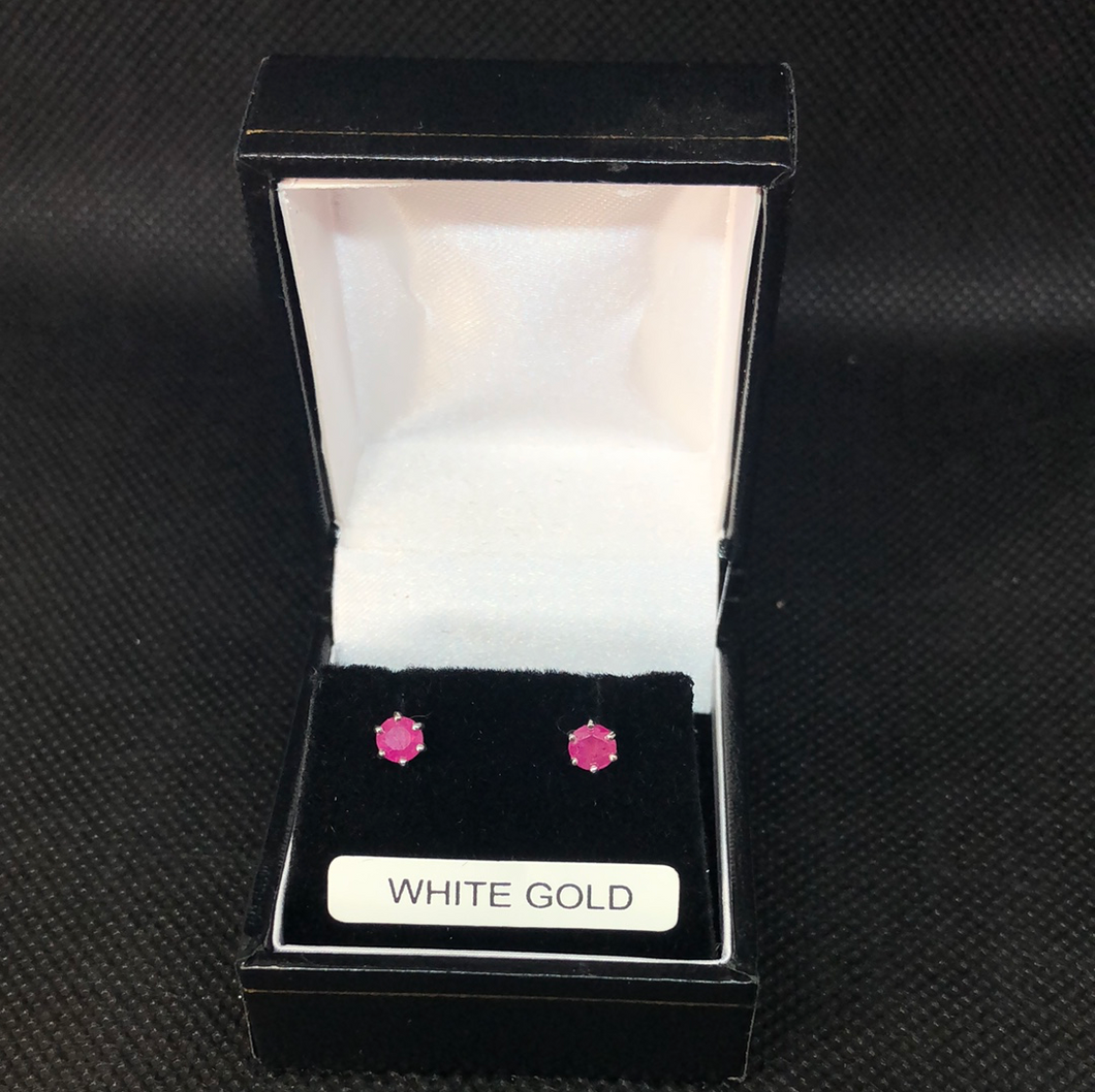 9ct White Gold Ruby stud earrings