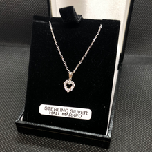 Load image into Gallery viewer, Sterling silver and cubic zirconia heart pendant and chain
