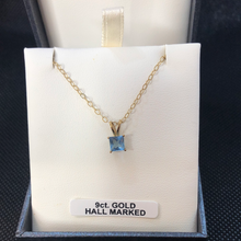 Load image into Gallery viewer, 9ct Gold Aquamarine Pendant with chain
