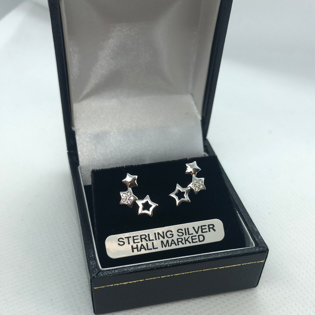 Sterling silver and cubic zirconia stud earrings