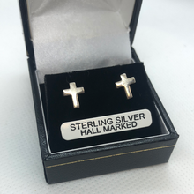 Load image into Gallery viewer, Sterling silver cross stud earrings
