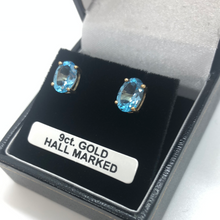 Load image into Gallery viewer, 9ct Gold and Blue Topaz earrings
